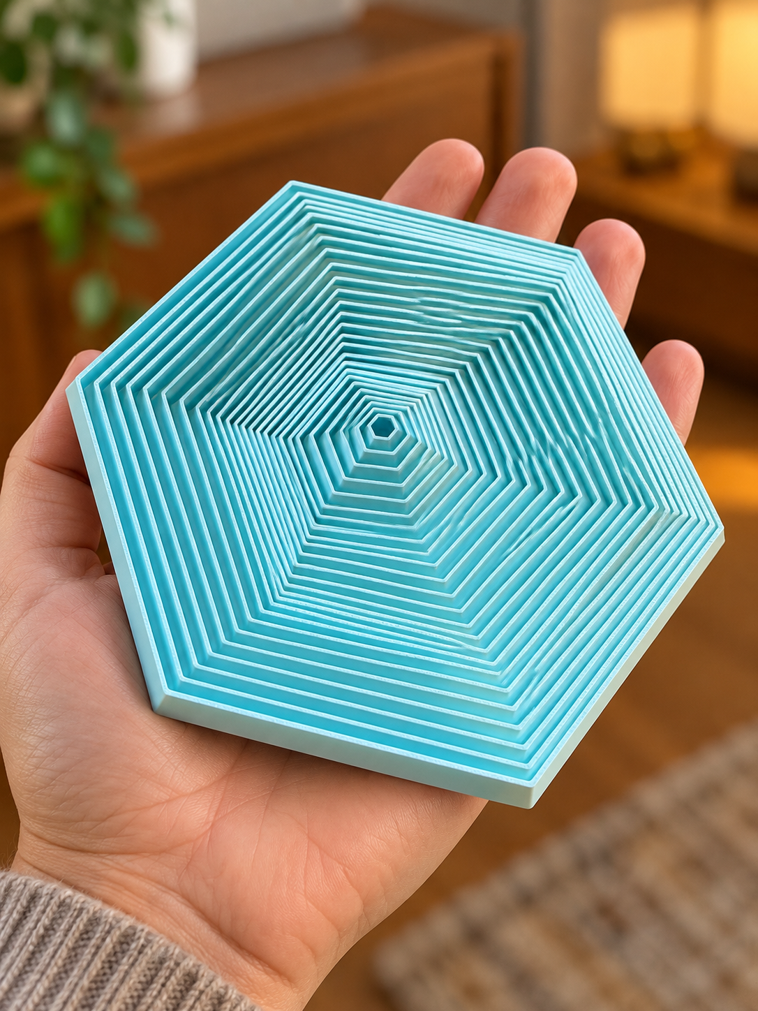 Hexa-Flex Pattern Fidget — shown in hand for scale